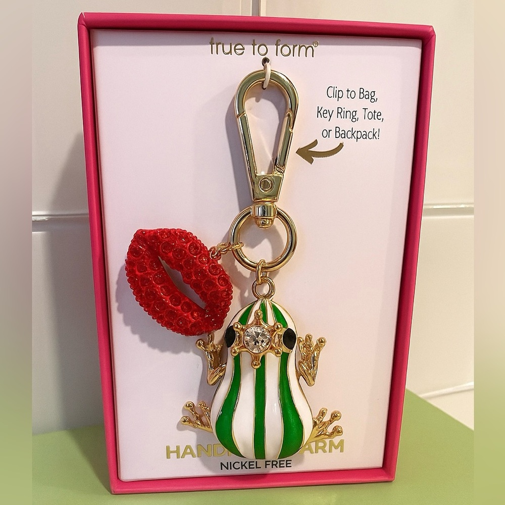 True to Form Bag Charm Frog & Crystal Lips Keychain